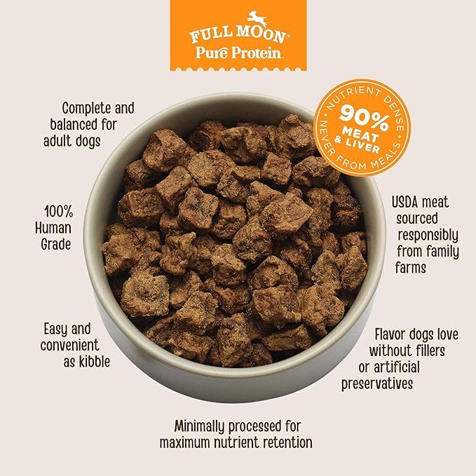 Full Moon Pure Protein Air Dried Dog Food Ranch Raised Beef Recipe 2lb