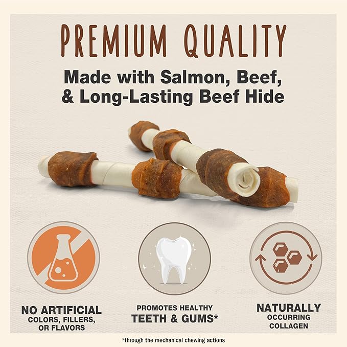 Cadet Chef's Specialties Natural Rawhide Shish Kabob Chew Sticks, Grilled Surf & Turf Flavor, Healthy Dog Treats for Large Breeds, 3 Count