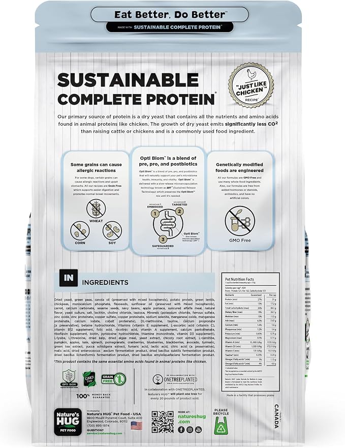 Nature's HUG Hypoallergenic Dry Dog Food for Puppy Medium & Large Breeds – Complete & Balanced Nutrition, Sensitive Stomach Support, High-Protein, Grain Free – 20lb