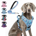 BEAUTYZOO No Pull Dog Harness Large,Adjustable Dog Harness and Leash Set -Easy Wearing with 3 Buckles/Control Handle,No Choke Soft Padded Reflective Pet Vest for Training Walking Hiking,Blue XL
