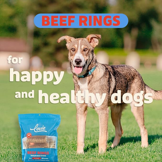 Lovie Treats Beef Trachea for Dogs | Air Dried Trachea Dog Chews | Single Ingredient | Rawhide Free Dental Chew | Grain Free | All Breeds