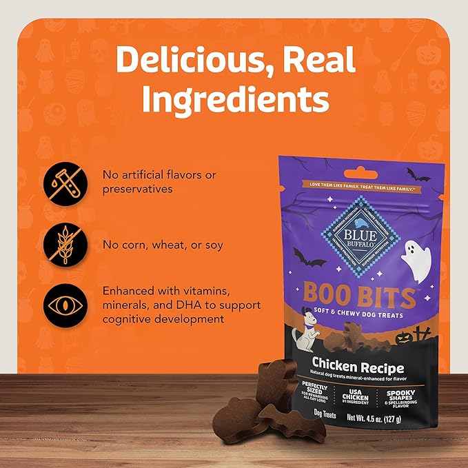Blue Buffalo Boo Bits Soft & Chewy Halloween Dog Treats, Tasty Chicken Recipe, 4.5-oz. Bag