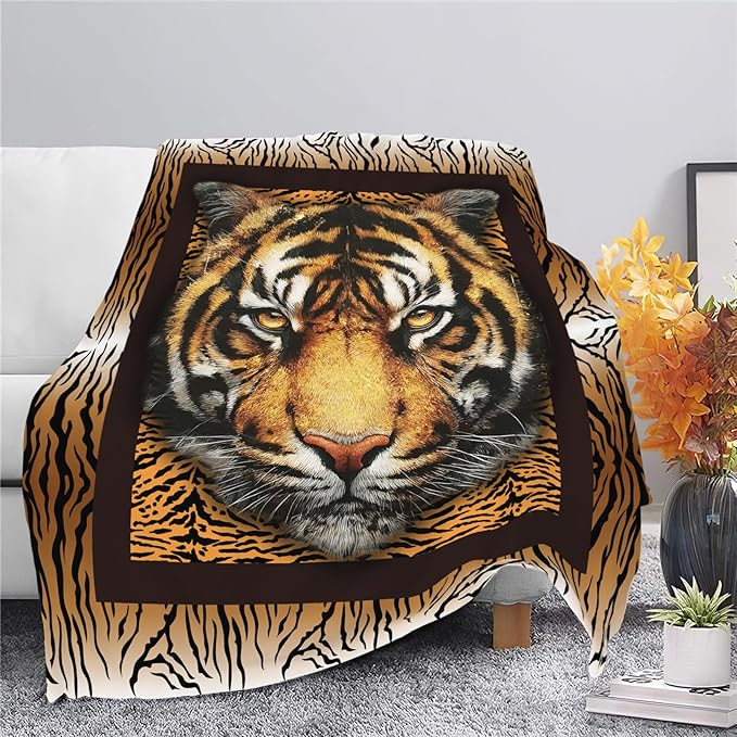 Tiger Throw Blanket Tiger Stuff Gifts for Kids Girls Boys Adults Women Men Soft Cozy Warm Plush Fluffy Fuzzy Fleece Blanket Decor 40''X50''