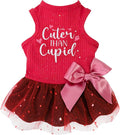Fitwarm Cuter Than Cupid Dog Tulle Dress, Cute Girl Dog Clothes, Funny Pet Apparel, Burgundy Red, Medium