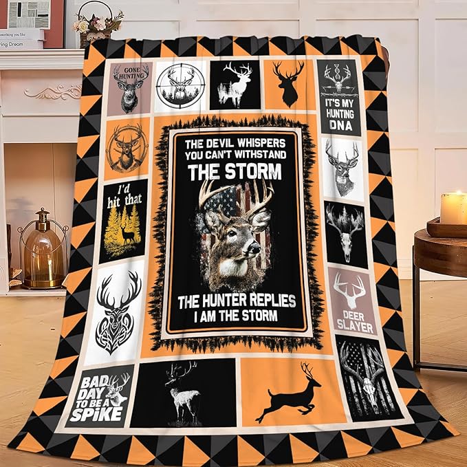 Deer Throw Blanket Hunting Deer Elk Stuff Gifts for Kids Girls Boys Adults Women Men Soft Cozy Warm Plush Fluffy Fuzzy Fleece Blanket Decor 40''X50''