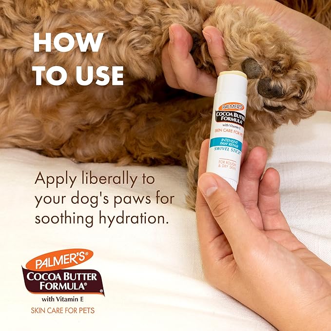 Palmer's Cocoa Butter Fragrance Free Intensive Paw Repair Swivel Stick for Dogs Cocoa Butter Paw Balm with Vitamin E,Peppermint Oil,and Shea-Butter for Rough & Dry Pads-for Dogs -0.5 oz,(Pack of 2)