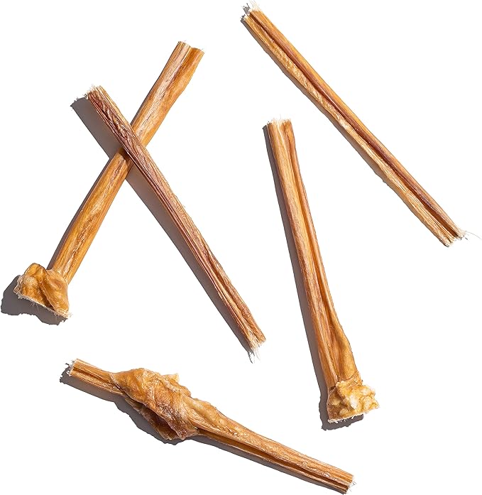 Jack&Pup 6 Inch Bladder Bully Sticks for Small Dogs (25 Pack) Single Ingredient Dog Treats, Puppy Chew Sticks