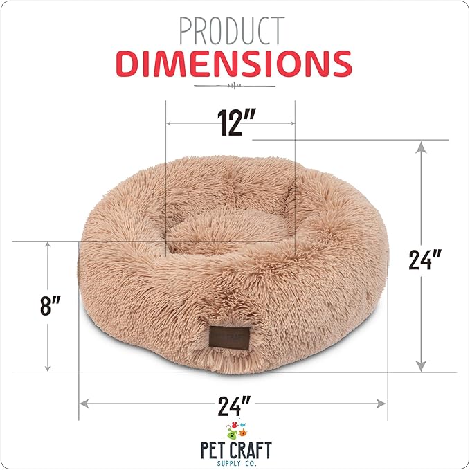 Pet Craft Supply Ultra Plush Calming Anti-Anxiety Pet Bed - Includes Super Soft Comfort Blanket - Great Medium Dog, Puppy and Cat Bed