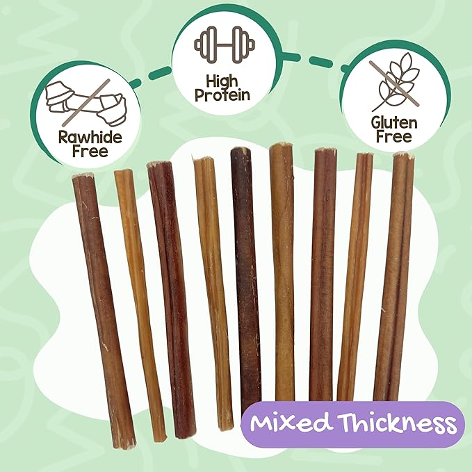 Nature Gnaws Thin Bully Sticks for Dogs 5-6" (1Lb) - Mixed Thickness - Long Lasting for Small Dogs and Puppies - Natural Thin Beef Dog Chew Bones - Rawhide Free
