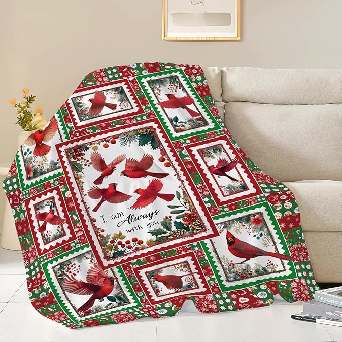 Cardinal Throw Blanket Red Bird Cardinal Stuff Gifts for Kids Girls Boys Adults Women Men Soft Cozy Warm Plush Fluffy Fuzzy Fleece Blanket Christmas Decor 60''X80''
