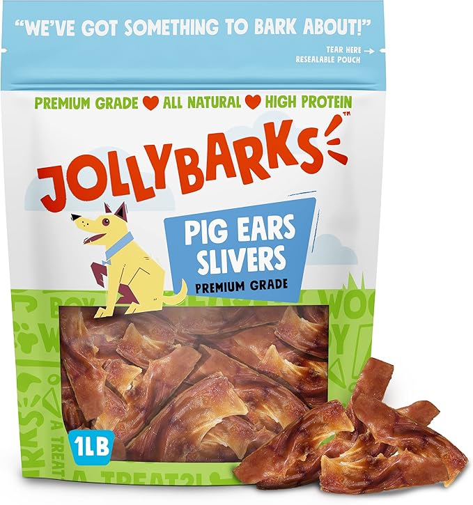 Pig Ears Slivers, All Natural Single Ingredient Pork Strips Dog Treats, Excellent Rawhide Alternative, Dog Chews for Large and Small Dogs (1Lb)