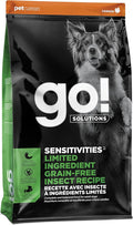 Go! Solutions Sensitivities Limited Ingredient Insect Grain-Free Dry Dog Food, Chicken-Free Kibble Made by Experts for Sensitive Stomachs & Food Allergies, for Puppies, Adults, & Seniors, 22 lb Bag