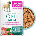 Optimeal Wet Dog Food Pouches - Grain-Free Chicken & Lamb Recipe, High Protein, Tender Morsels in Savory Sauce, Made with Natural Ingredients for Small Dogs - 3oz (Pack of 12)