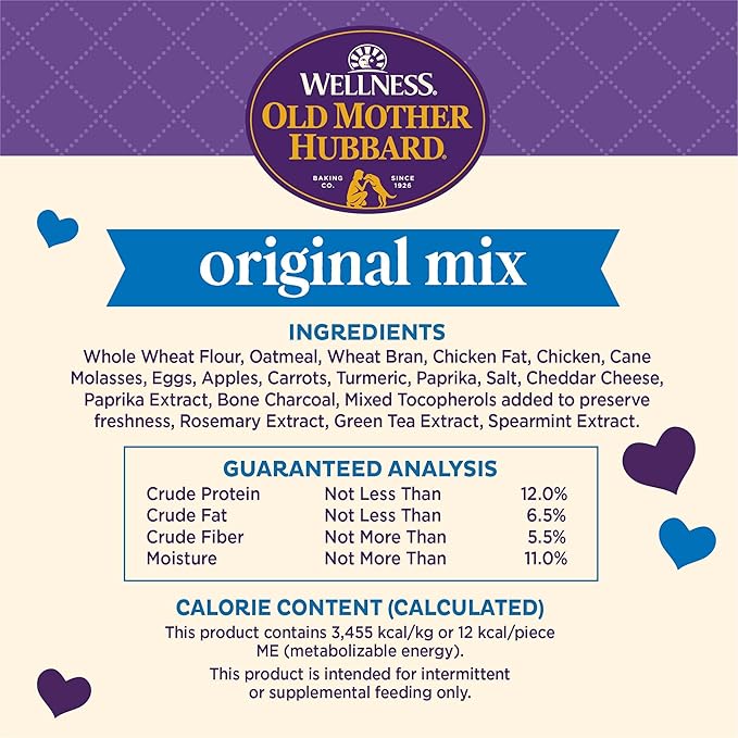 Old Mother Hubbard Wellness Original Mix Dog Biscuits, Natural, Training Treats, Four Flavors, Mini Size, (20 Pound Box)