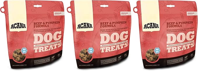 ACANA 3 Pack of Beef and Pumpkin Dog Treats, 3.25 Ounces Each, Freeze-Dried Raw Single-Source Protein