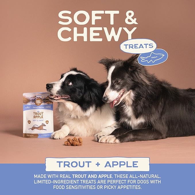Smart Cookie All Natural Soft Dog Treats - Trout & Apple - Healthy Dog Treats for Allergies, Sensitive Stomachs - Chewy, Grain Free, Human-Grade, Made in The USA - 5oz Bag