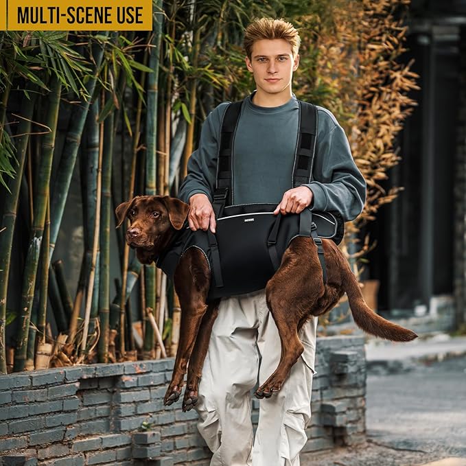 OneTigris Dog Backpack Carrie, Lift Harness with Handle for Large Dogs, Reinforced Padded Dog Sling for Joint Injuries, Arthritis, Ideal for Stairs, Elderly Dogs Fits 30-60 lbs