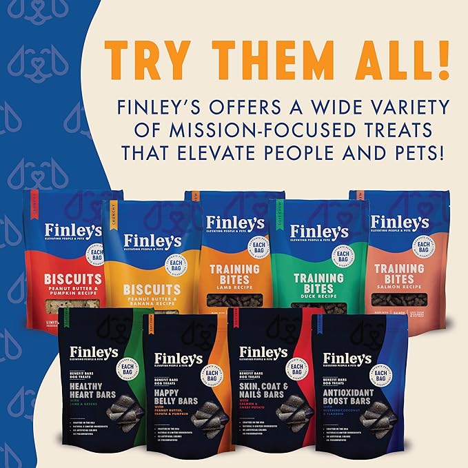 Finley's Crunchy Dog Biscuits, Peanut Butter and Banana, Plant-Based Healthy Treats, Oven Baked Dog Cookies, 12oz, 3 Pack