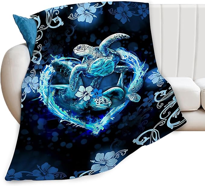 banonaty Turtle Blanket Sea Turtle Throw Blanket Cozy Fleece Flannel Plush Bedding Quilt Sea Turtle Gifts for Women Men Boys Girls Adult for Couch Sofa Bed Decor 50"X60"