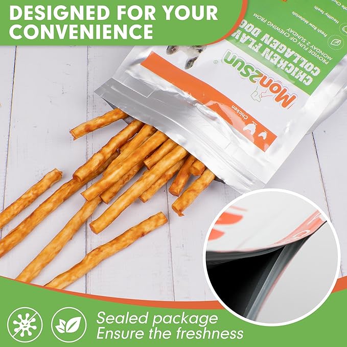 MON2SUN Chicken Collagen Sticks for Dogs, 5 Inch Teeth Cleaning Collagen Chews for Small Dogs (Chicken Flavored), Healthy Snacks, 10.58oz (40 Count-Pack of 1)