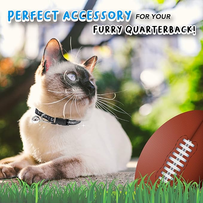 NFL CAT Collar Las Vegas Raiders Satin Cat Collar Football Team Collar for Dogs & Cats. A Shiny & Colorful Cat Collar with Ringing Bell Pendant