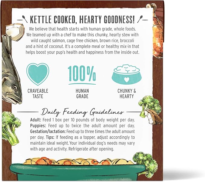 The Honest Kitchen Human Grade One Pot Stews: Simmered Salmon & Chicken Stew with Brown Rice & Broccoli Wet Dog Food, 10.5 oz x6
