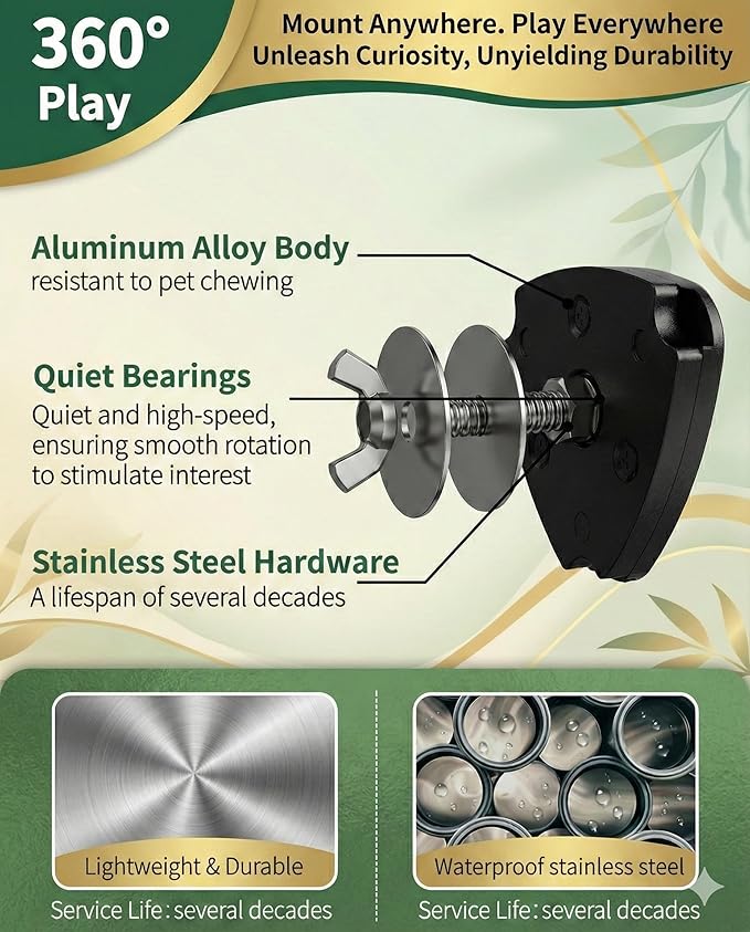 Aluminum Rotating Chew Toy with 4-Flavor Timothy Hay Cakes | Pet Dental Health Toy | Cage Hanging Toy for Rabbits, Guinea Pigs, Hamsters, Chinchillas (Black)