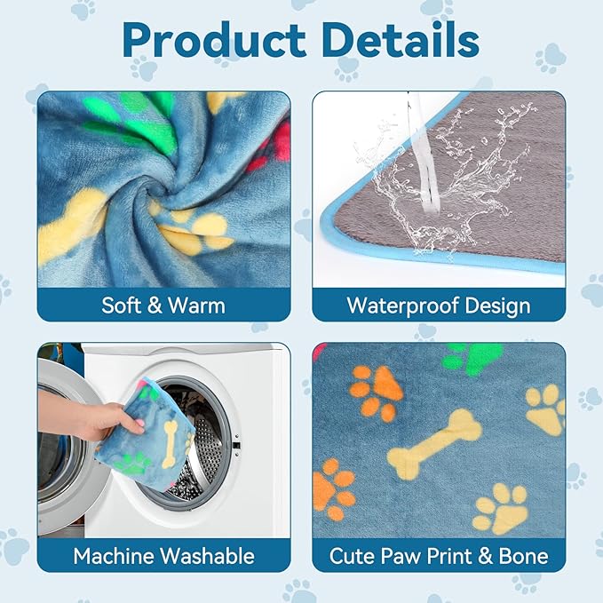 YUEPET 3 Pack Waterproof Guinea Pig Blankets Washable Small Animal Fleece Cage Liners Soft Pet Mat Pigs Bedding for Hamster Rabbit Chinchilla Ferret 35''×24'', Blue+yellow+black