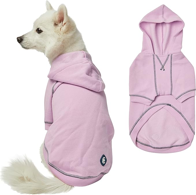 Blueberry Pet Essentials Dog Hoodie – 14 inch, Cotton‑Blend Sweatshirt with Hood, Pink Lilac, Machine‑Washable Small‑Dog Jersey