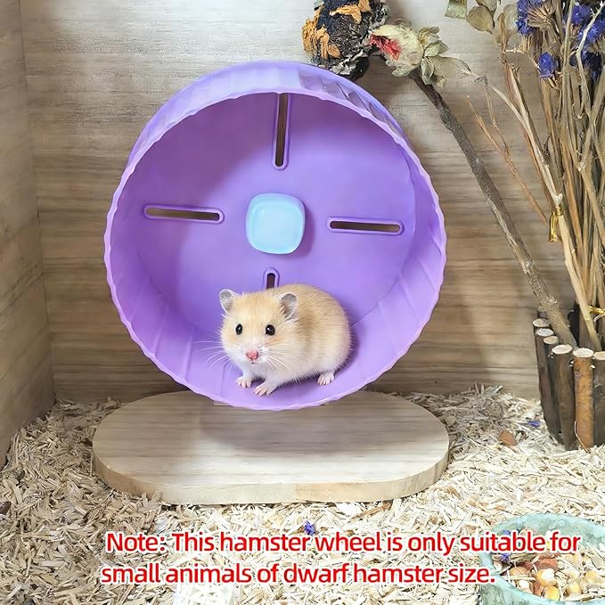 6.7in Silent Hamster Exercise Wheel Hedgehog Wheel Hamster Toy Cage Accessories with Adjustable Stand for Rat Gerbil Mouse (Purple)