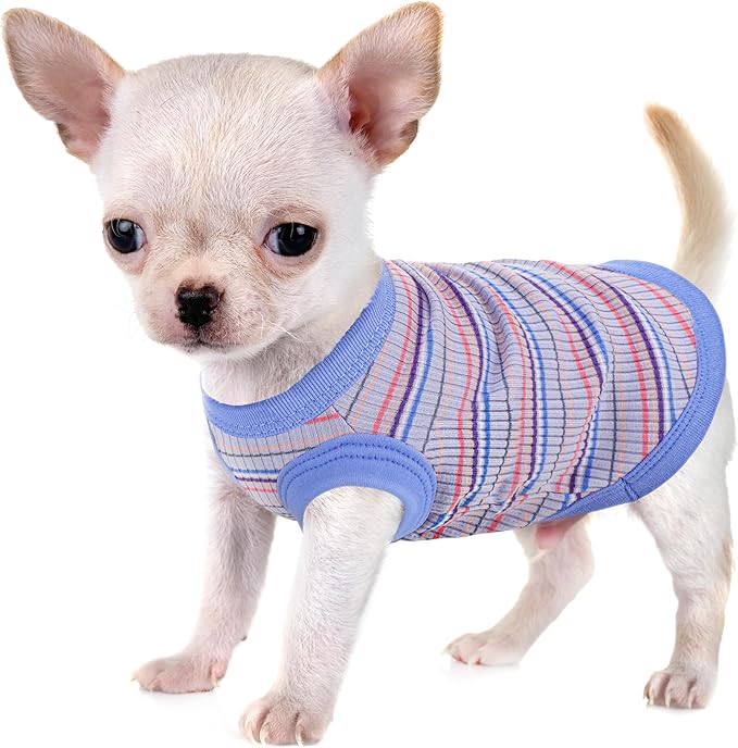 Elevate Your Pet's Comfort and Fashion: Premium 100% Cotton Rib Dog Shirt Vest for Small Breeds Like Chihuahuas, Yorkies, and Puppies .Year-Round Style with Tank-Style Puppy Attire Blue XX-Large
