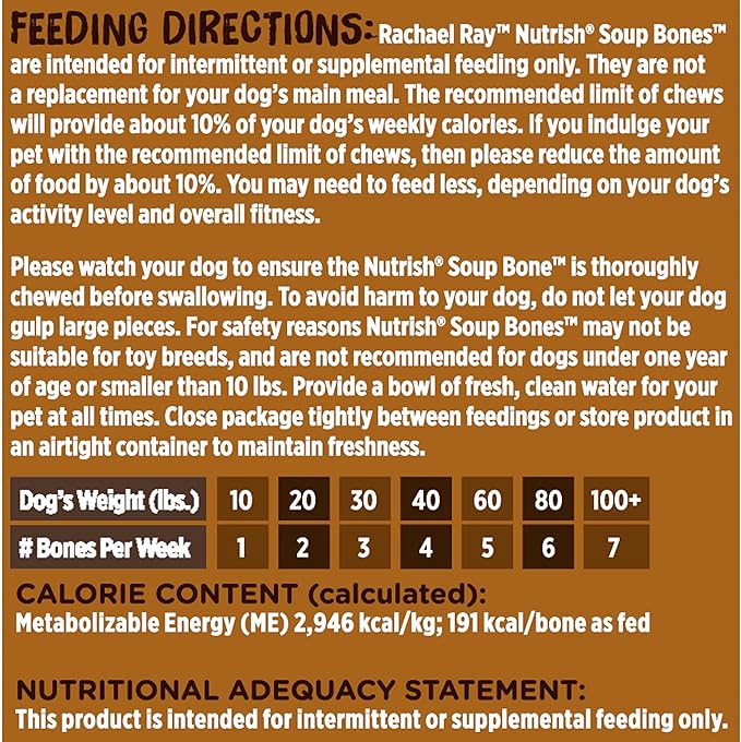 Rachael Ray Nutrish Soup Bones Dog Treats, Chicken & Veggies Flavor, 11 Bones (Pack of 4)