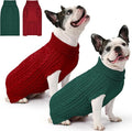 2 Pack Dog Sweaters for Medium Dogs Winter Turtleneck Pullover Cable Knit Fleece Stretch Frenchie Dachshund Pug Corgi Beagle Boy Girl Pet Clothes (L, Red & Green)