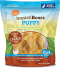 Canine Naturals IrresistiBONES Long Lasting Puppy Chicken and Rice Chew - Made with USA Chicken - All Natural - Added DHA for Healthy Growth - 6 Pack