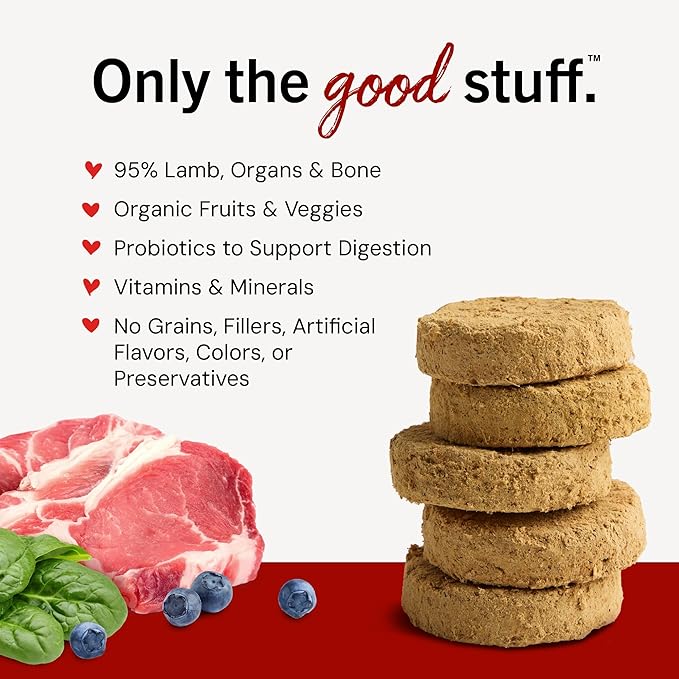 Stella & Chewy's Freeze-Dried Raw Dinner Patties - Dandy Lamb Recipe - High Protein Grain-Free Puppy & Dog Food - Perfect For Picky Eaters - 14 oz
