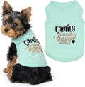 Parisian Pet Dog Shirt – 100% Cotton Shirts for Small Dogs – Blue Sleeveless Puppy Clothes – Lightweight and Breathable Dog Apparel – Family is Everything Dogs Clothes - Stretchy Pet T Shirts