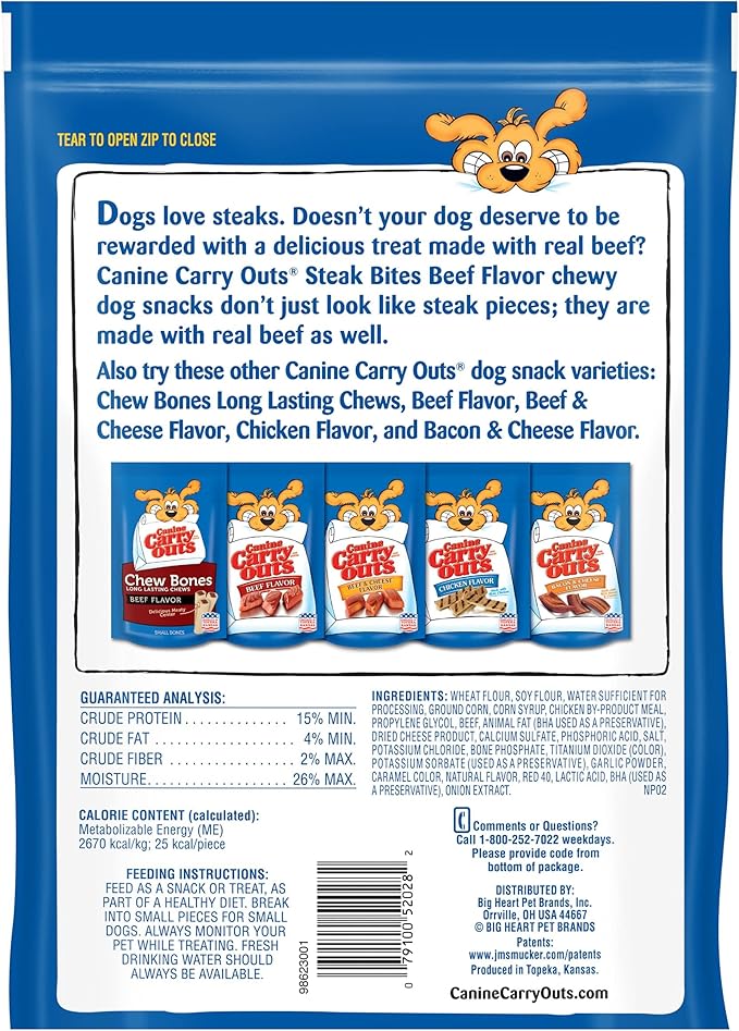 Canine Carry Outs Steak Bites Beef Flavor Dog Treats, 22.5 Ounce Bag (Pack fo 1)