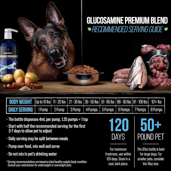 Best Paw Nutrition Liquid Glucosamine for Dogs - Glucosamine Chondroitin MSM & HA Joint Supplement for Dogs & Cats - Bacon Flavored Liquid Pump - Supports Mobility, Stiffness & Joint Comfort - 32 oz