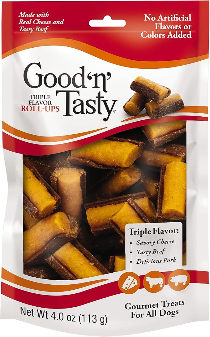Good 'n' Tasty Triple Flavor Roll Ups with Cheese, Beef, Pork, 12 Ounce (3 Individual Packs of 4 Ounces)