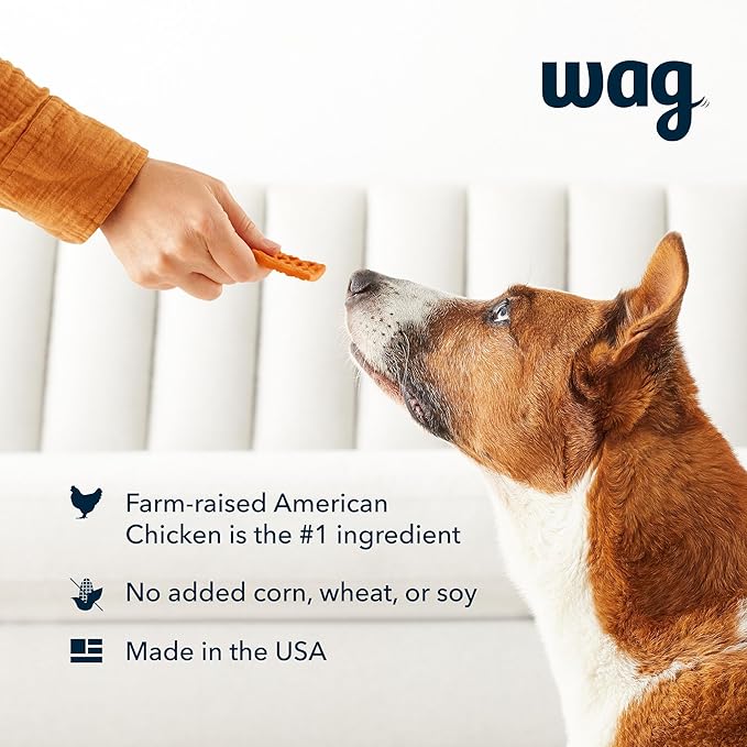 Amazon Brand - Wag Dog Treats, Chicken and Waffle Bites, 12 oz Resealable Pack of 1