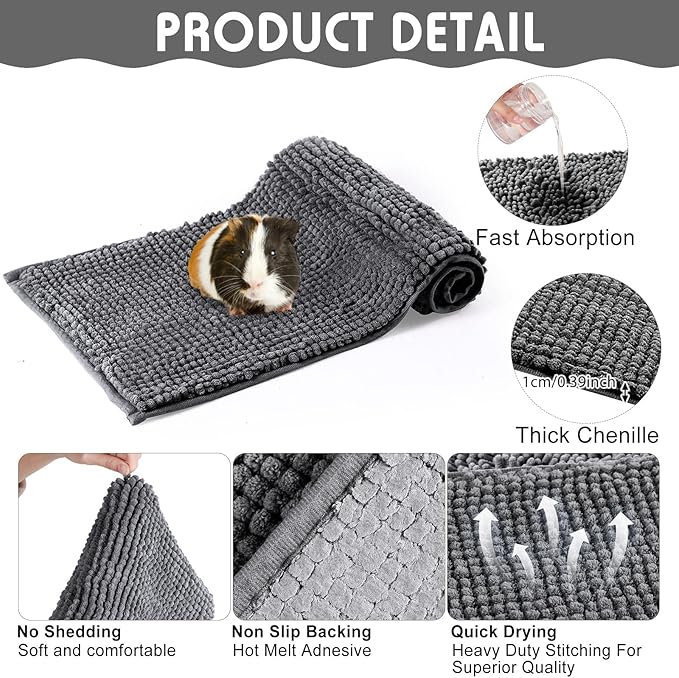 Amylove 4 Pcs Guinea Pig Cage Liner Washable Fleece Pee Pads Pet Dog Cat Bedding Training Mat for Small Animal Guinea Pig Puppy Bunny Hamster(47 x 24 Inch,Rectangular,Dark Gray)