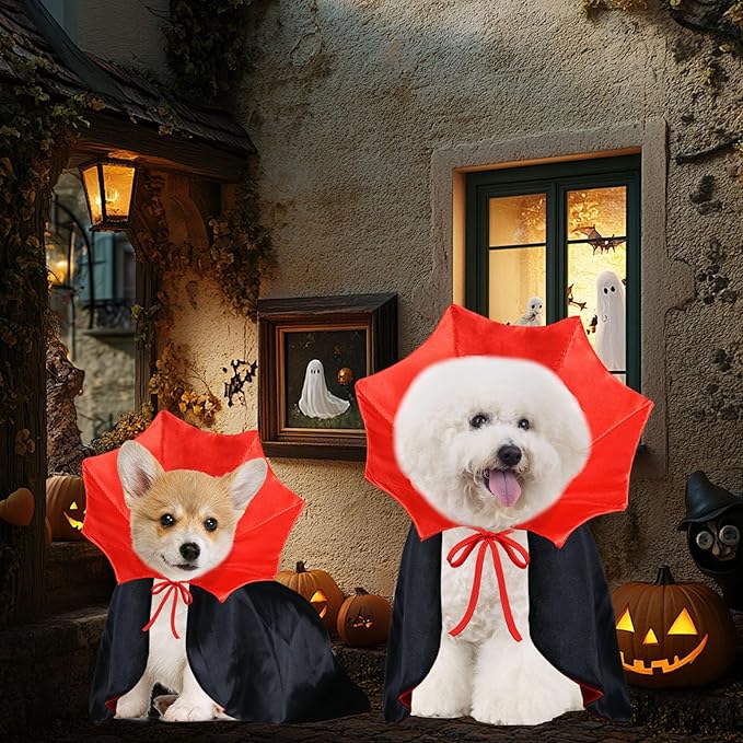 Dog Halloween Costume Dog Vampire Costume Funny Pet Vampire Devil Cape Cloak Halloween Costumes for Small Medium Large X-Large Dogs Pets (Medium)