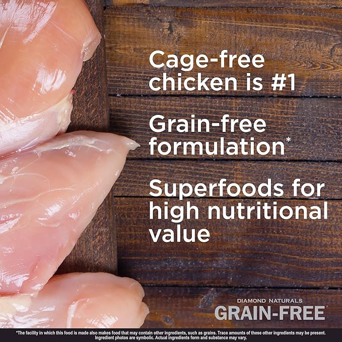 Diamond Naturals Grain Free Real Meat Recipe Premium Dry Dog Food With Real Cage Free Chicken 28Lb