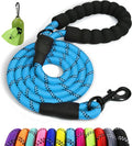 Taglory Rope Dog Leash 5 FT with Comfortable Padded Handle, Highly Reflective Threads Leash and Anti-Tangle Clip for Walking Medium Large Dogs, 1/2 inch, Blue