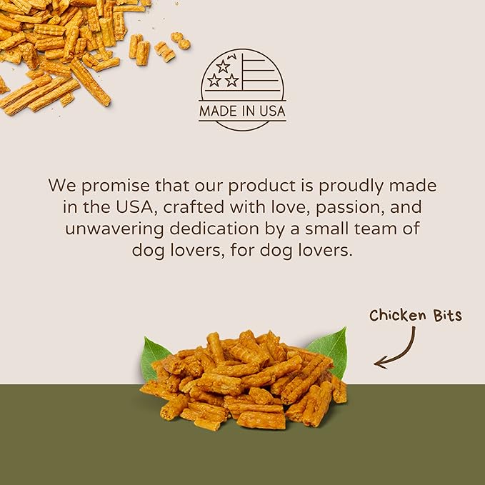 Chicken Bits Grain Free Natural Dog Treats for Small to Large Breed - Low Calorie for Training - High Value, Human Grade Meat, Healthy Dog Treats for Medium & Large Dogs (8oz)