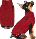 KYEESE Dog Sweater Soft Pullover Dog Sweaters for Small Dogs Girl Warm Turtleneck Small Dogs Sweater with Gingham Patchwork Stretchy Knitwear Cat Clothes Comfy Puppy Coat for Fall Winter Cold Weather