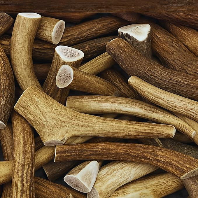 WhiteTail Naturals Whole Elk Antlers for Dogs (1 lb Bulk Pack) Long Lasting Dog Chews - Grade A, Naturally Shed & Wild Sourced (Aprox. 4 to 5 Count)