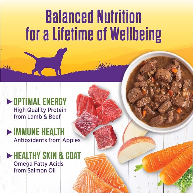 Wellness Complete Health Canned Wet Dog Food, Lamb & Beef Stew, 12.5-Ounce Can (Pack of 12)