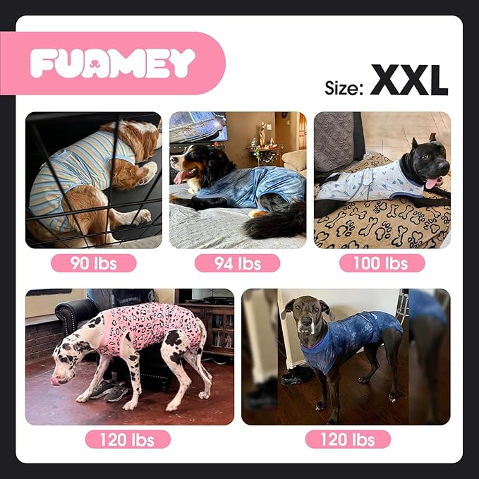 FUAMEY Surgery Recovery Suit for Large Dogs,Dog Surgery Suit Female Spay Male Dogs Neuter Recovery Shirt Dog Onesie Anti Licking Abdominal Wounds Pet Bodysuit Skin Conditions Rose Dye XXL