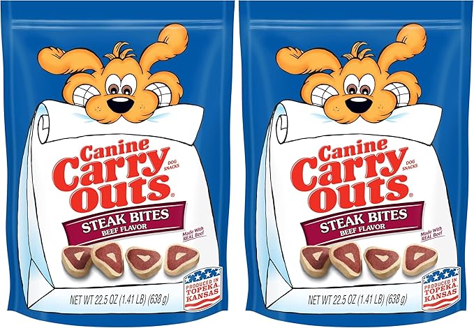 Canine Carry Outs Steak Bites Beef Flavor Dog Treats, 22.5 Ounce Bag (Pack of 2)